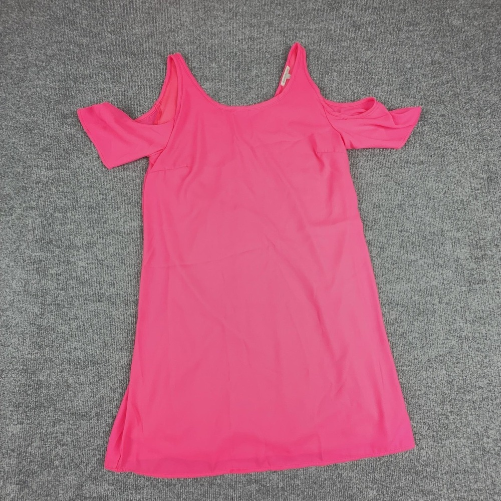 Charlotte Russe Dress Womens Medium Pink Cold Shoulder‎ Chiffon Lined Shift Y2K